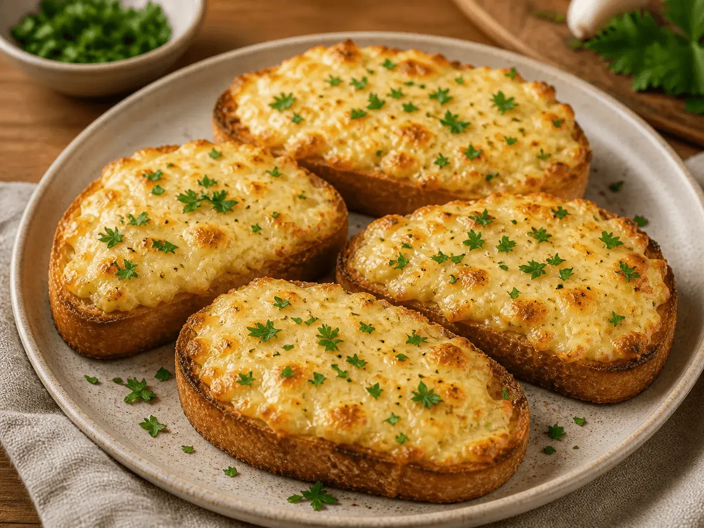 Тосты с сыром и чесночным маслом