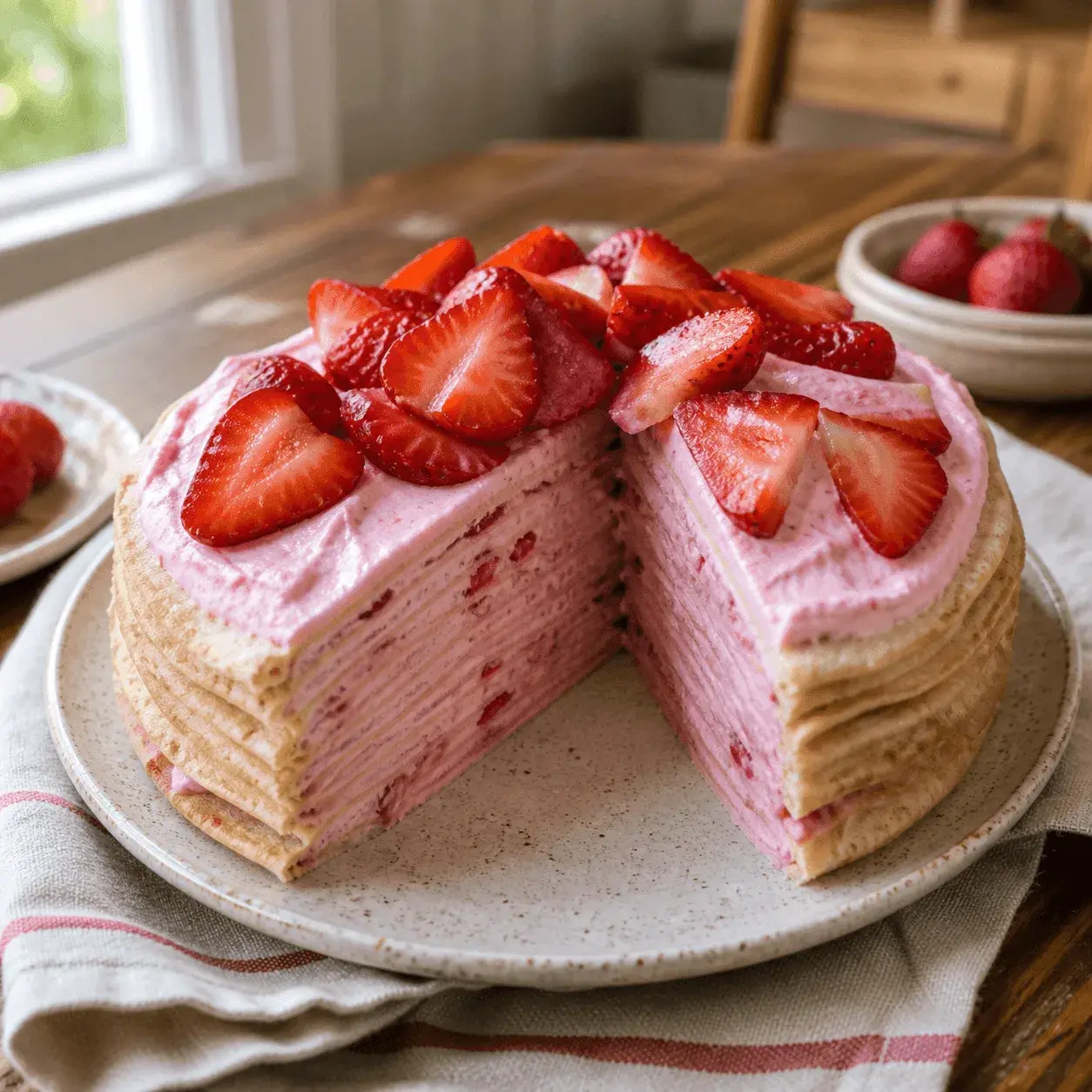 Tort de clatite cu capsuni