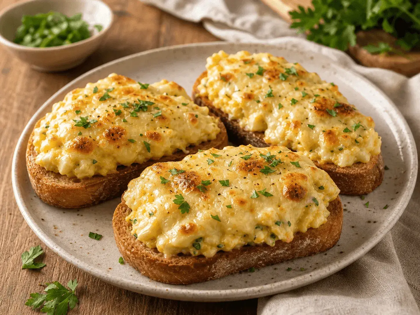 Toasturi calde cu salată de ouă