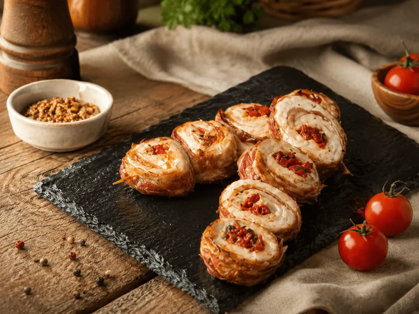 Rulouri de pui în bacon